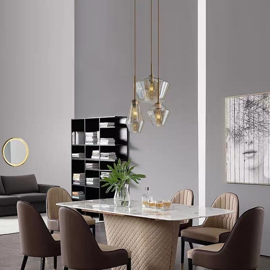 Подвесной светильник янтарный, 3 плафона. FEN GLASS RETRO - лофт, E27