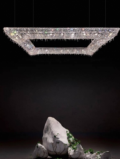 Люстра подвесная, серебро, хрусталь, SUSAN 100*100*28 металл, G9.