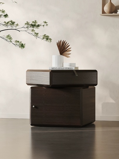 Тумбочка прикроватная с крутящимся ящиком, дымчатый цвет, 2 ящ., 50х50х46 см.