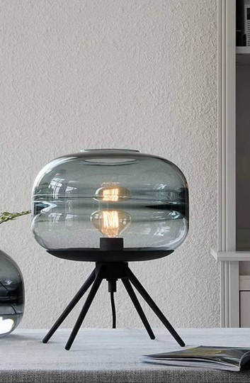 Настольная лампа DIERS 29*35, дымчатый, металл,  стекло, Е27.