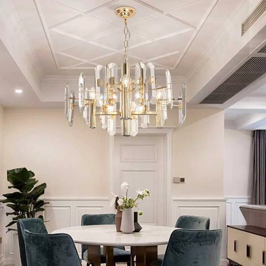 Люстра подвесная, золотой, хрусталь, EILEEN 80*42, металл, E14.