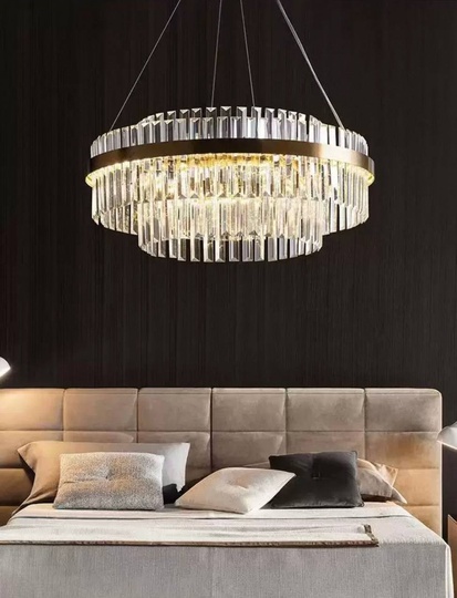 Люстра подвесная, бронза, хрусталь, VINTAGE 100*36, металл, LED.