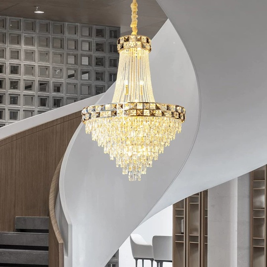 Люстра подвесная, золото, кристалл, TYLER 40*60 металл, E14.