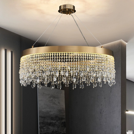 Люстра подвесная FATMA 40*30 бронза, хрусталь, металл, LED.