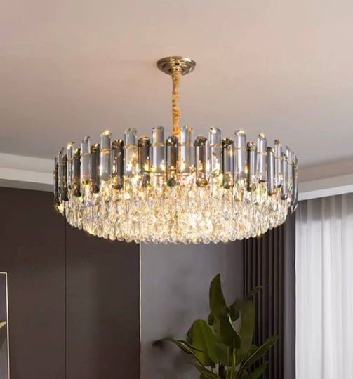 Люстра подвесная ALEV 60*30 золото, кристалл, металл, E14.