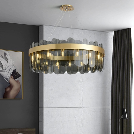 Люстра подвесная, медь, пепел, стекло, DOLUN 80*27, металл, G9.