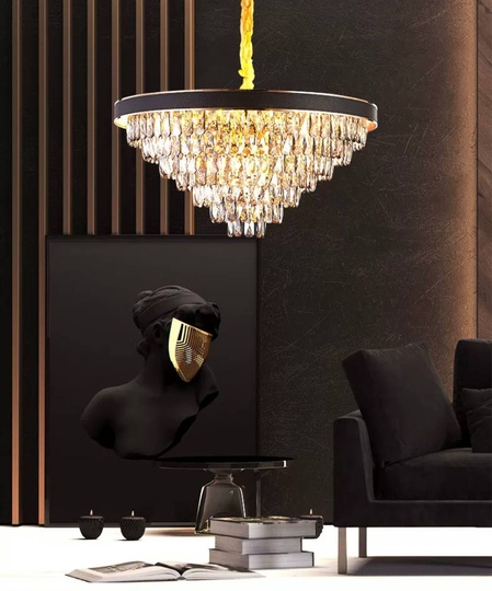 Люстра подвесная ALA 60*34 золото, кристалл, металл, Е14.