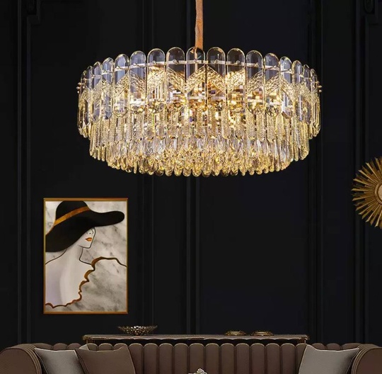 Люстра подвесная BIRCE 50*26 золото, кристалл, металл, E14.