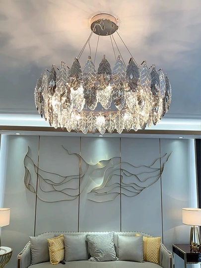 Люстра подвесная BIRICIK 60*25 золото, дымчатый, кристалл, металл, E14.