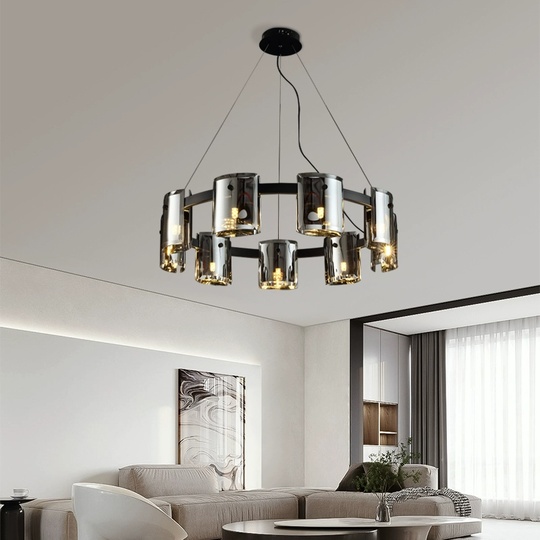 Люстра подвесная, черный, стекло, MELLIFLUOUS 100*17, металл, G9.