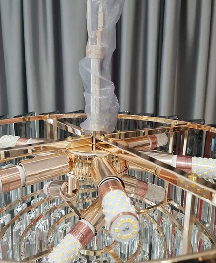 Люстра подвесная BINAY 100*29 золото, хрусталь, металл, E14.