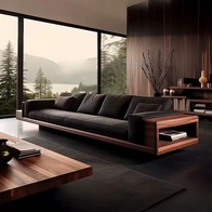 Прямой диван Harris темный орех, кожа, 240*80*70 см