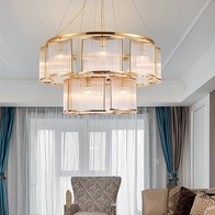 Люстра подвесная, золотой, стекло, AYDINC 50+80, металл, E14.