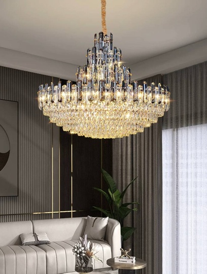 Люстра подвесная ERIS 60*52 золото, кристалл, металл, Е14.