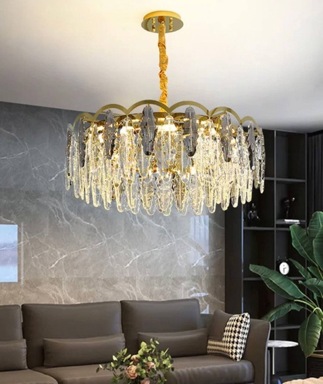 Люстра подвесная, медь, пепельный, кристалл, GUMUS 60*28, металл, Е14.