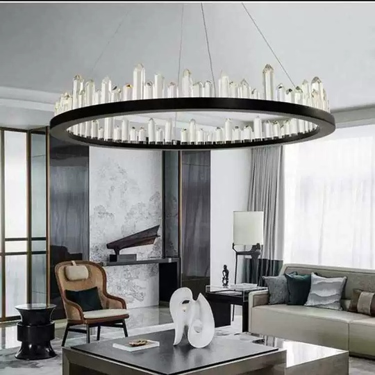 Люстра подвесная, черный, кристалл, LOGAN 40*11 металл, LED.