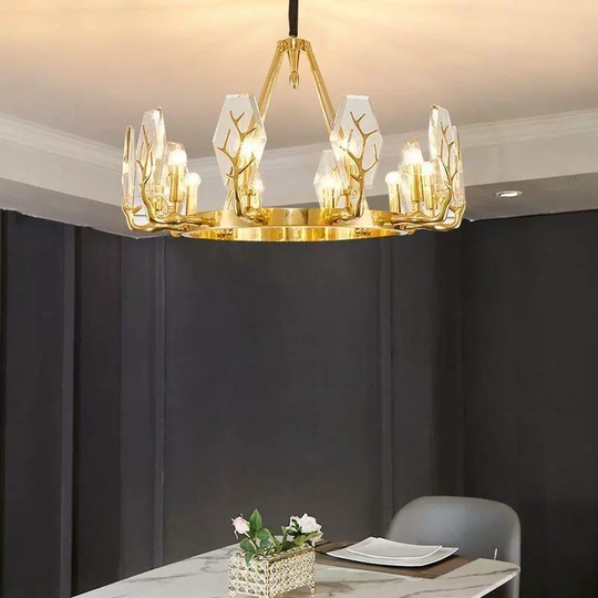 Светильник подвесной медный Elzure, медь, кристалл, 60*55 см, Е14