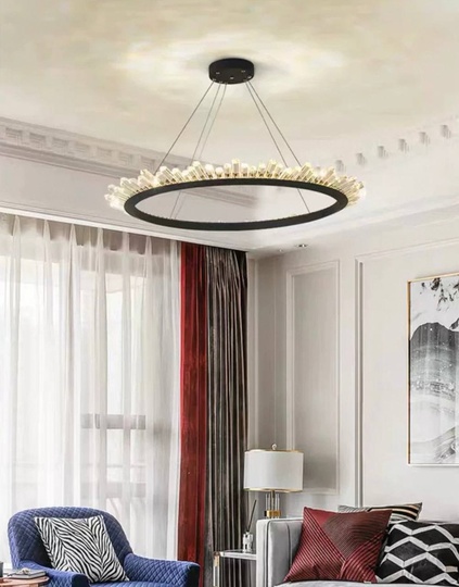 Люстра подвесная, черный, кристалл, JEREMY 50*15 металл, LED.