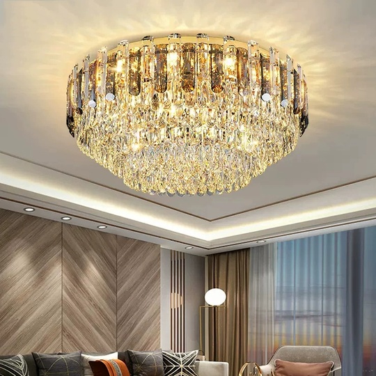 Потолочный светильник, медь, хрусталь, DIANA 60*33 металл, Е14.