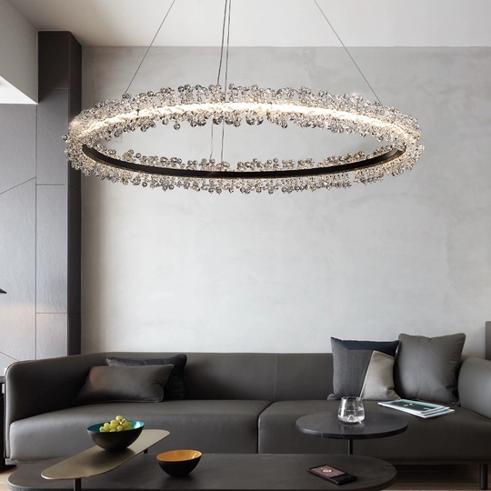 Люстра подвесная, черный, кристалл, WISE 100*120, металл, LED.