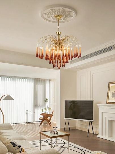 Люстра подвесная, бронза, стекло, NORTON 80*55 металл, E14.