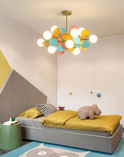 Люстра подвесная, золотисто-песочный, цветной, ПММА, CHUBI 90*30, металл, G9