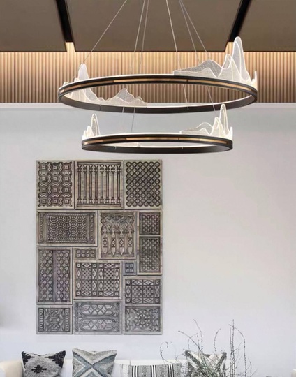 Люстра подвесная, черный, ПММА, ABBAS BLACK 60*80, металл, LED