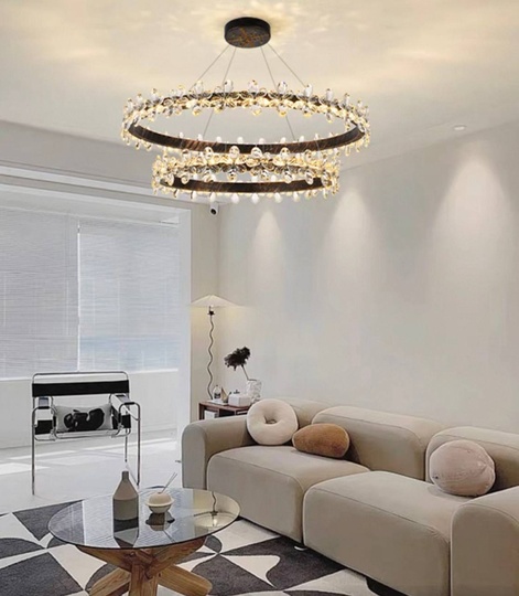 Люстра подвесная, черный, хрусталь, CRISPIN 80*100, металл, LED