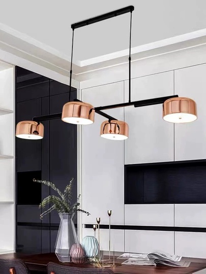 Люстра черная Zyntravo, металл, ПММА розовое золото, 139*10 см, Е27