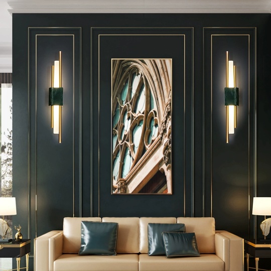 Настенный светильник KELEMA, Бра, 8*50, зеленый, мрамор, металл, LED.