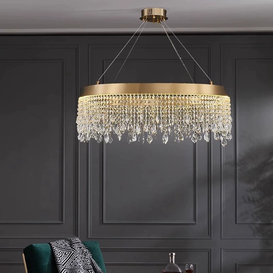 Люстра подвесная FATMA 100*30 бронза, хрусталь, металл, LED.