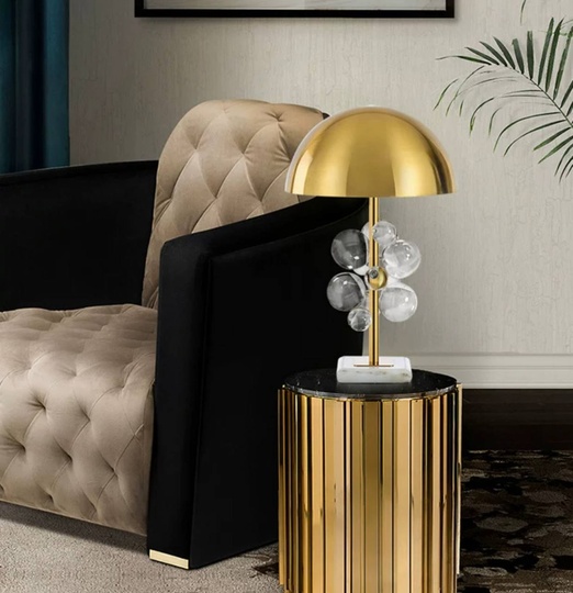 Настольная лампа SOSPESO 35*53, мрамор, кристалл, античная бронза