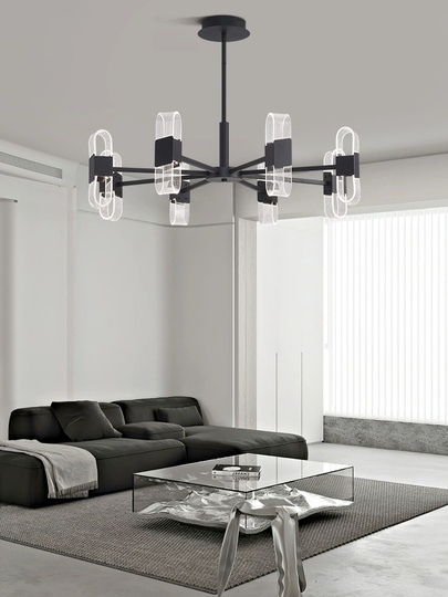 Люстра подвесная, черный, ПММА, AEGEN 65*30, металл, LED