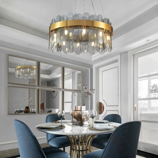 Люстра подвесная, медь, пепел, стекло, DOLUN 80*27, металл, G9.