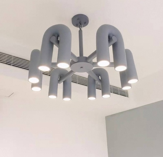 Светильник подвесной серый Elisto, металл, трос 150 см, 100*38 см, LED