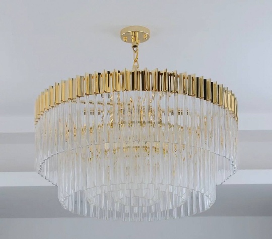 Люстра подвесная, золотой, стекло, AYLA 80*40, металл, E14.