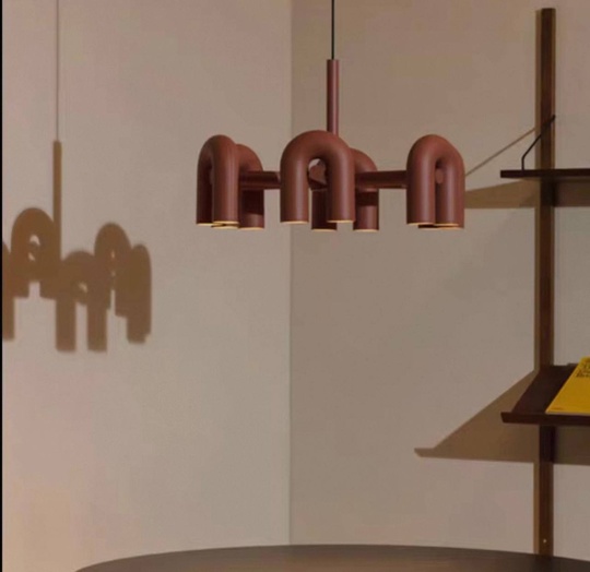 Светильник подвесной красный Elyquor, металл, трос 150 см, 60*38 см, LED