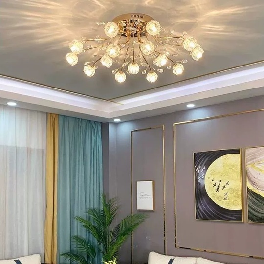 Люстра золотая Elyndar, металл, кристалл,  100*30 см, G9