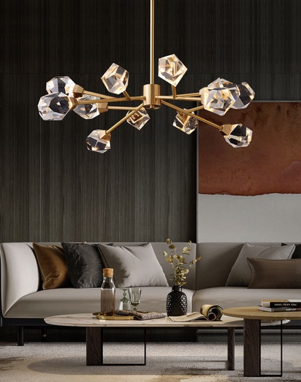 Подвесной светильник медный, 15 плафонов, LAMPADARIO NEW BRASS, G9, 30 Вт