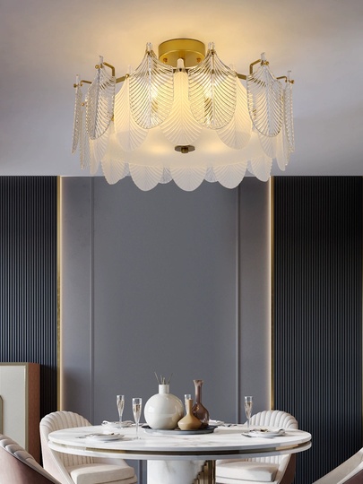 Люстра подвесная, медный, стекло, TUCKER 50*18 металл, E14.