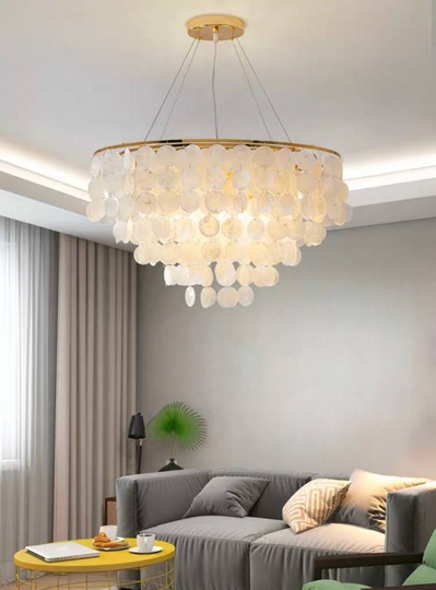 Люстра подвесная золотая Elyvor, металл, трос 50, 50*34 см, E14