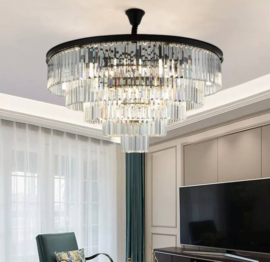 Люстра подвесная, черный, стекло, AYBAN 50*30, металл, E14.