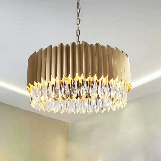 Люстра подвесная, золото, хрусталь, LUCY 80*30, металл, E14.