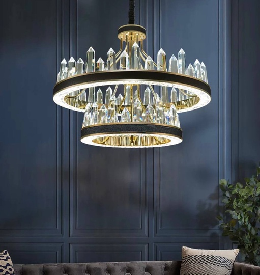 Люстра подвесная ALBENI 50*35 золото, кристалл, металл, LED.