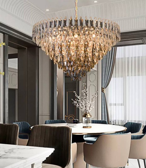 Люстра подвесная ERIM 60*35 золото, кристалл, металл, Е14.