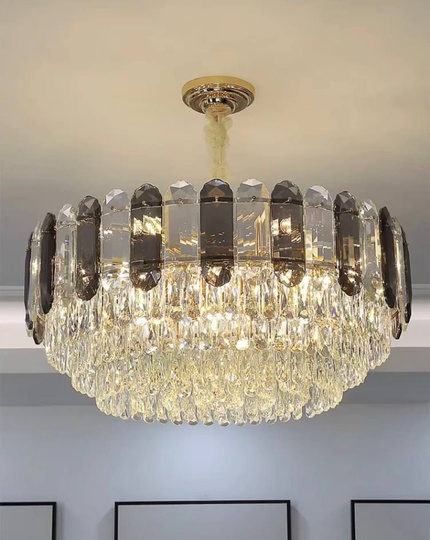 Люстра подвесная BERKE 50*30 дымчатый, стекло, металл, Е14.