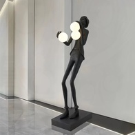 Торшер черный Hatted, 60*40*175 см, LED, Е27*3, смола, стекловолокно, 24 Вт