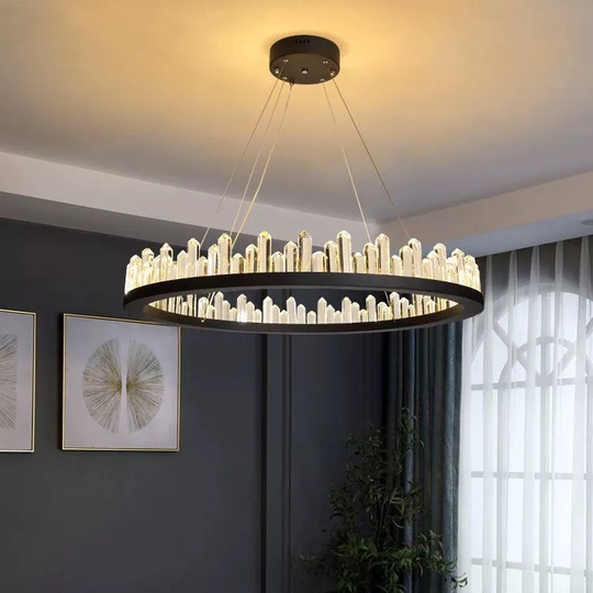 Люстра подвесная, черный, кристалл, LOGAN 120*11 металл, LED.