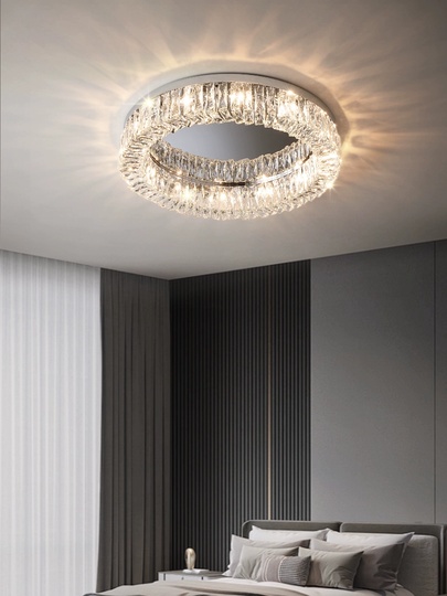 Потолочный светильник, серебро, кристалл, ABIGAIL 80*15 металл, E14.