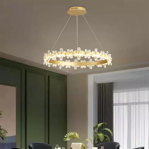 Люстра подвесная, золото, хрусталь, AXTON 100*120, металл, LED